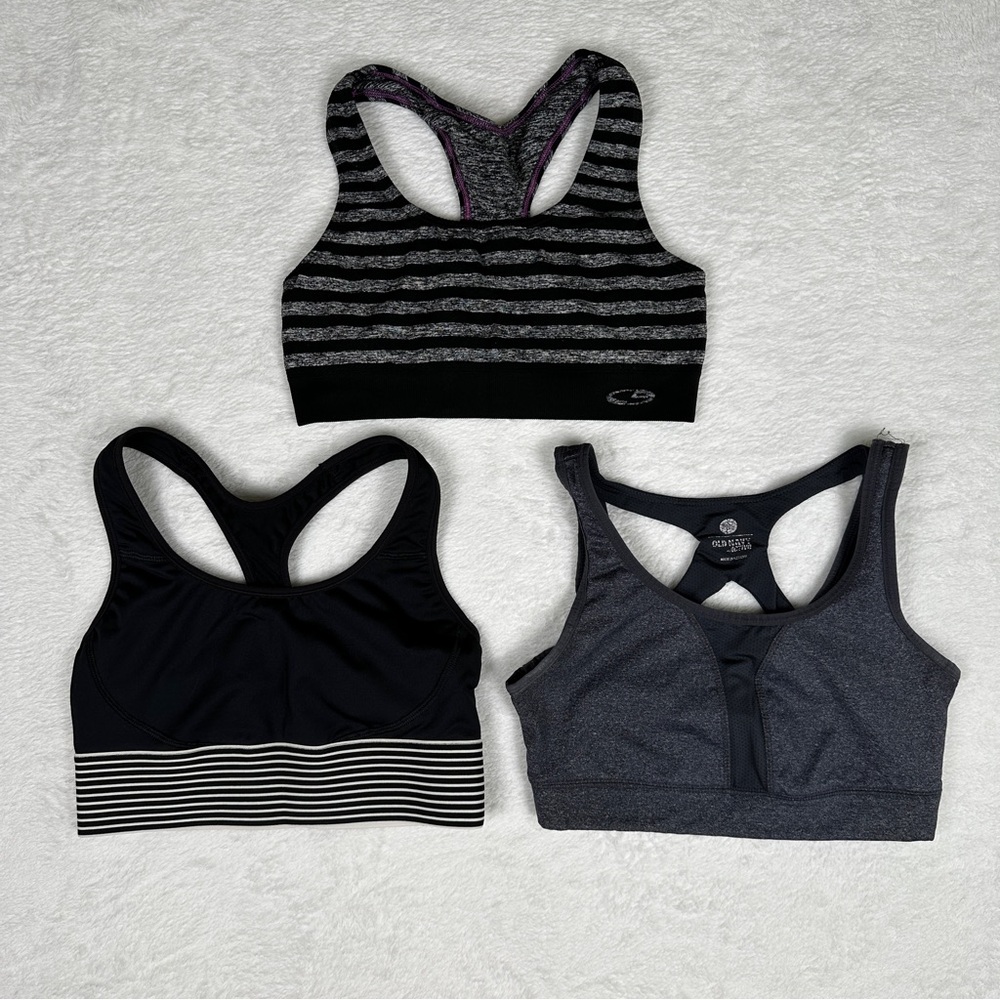 Women's Black and Gray Sports Bra Set